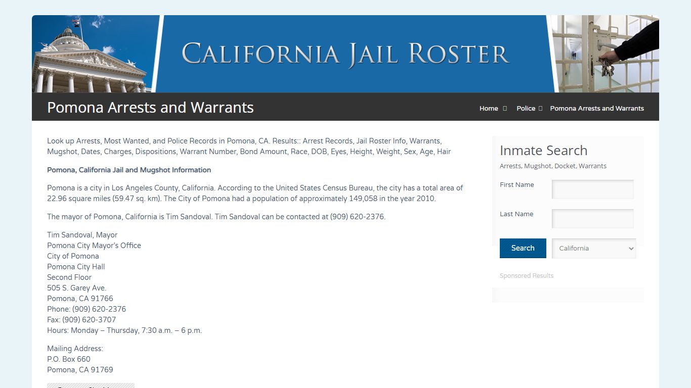 Pomona Arrests and Warrants | Jail Roster Search